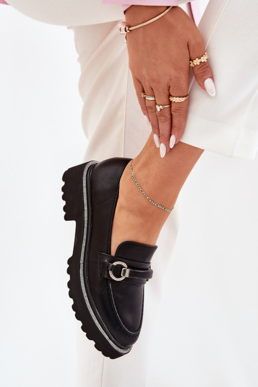 dámske mokasíny Zdobené Cyrkoniami čierna Patina