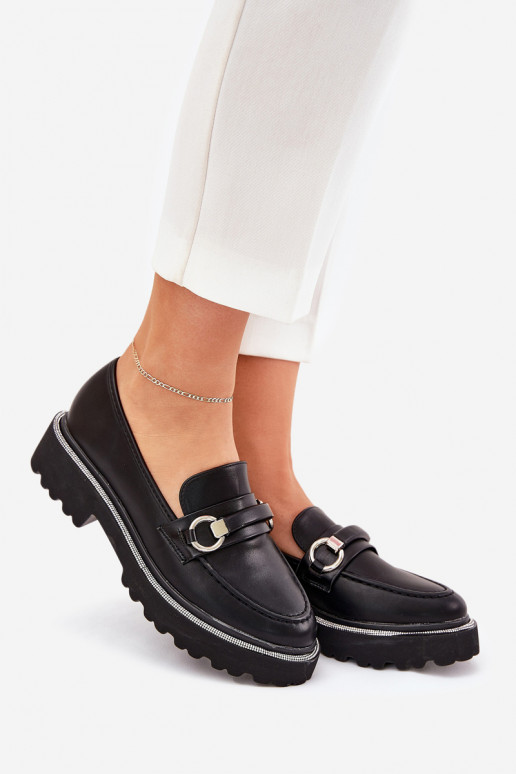 dámske mokasíny Zdobené Cyrkoniami čierna Patina