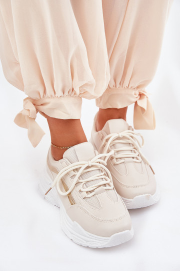 Tenisky model obuvi tenisky Dámske Zapnuté hrubej podrážke béžová Lerila