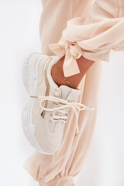 Tenisky model obuvi tenisky Dámske Zapnuté hrubej podrážke béžová Lerila