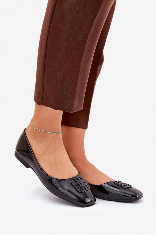 s lakovým efektom Elegantný štýl Balerínky Dámske S Ornatem Detalem Vinceza 17377 čierna
