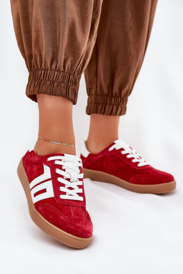 Tenisky model obuvi tenisky zo semišu Vinceza 79517 červená