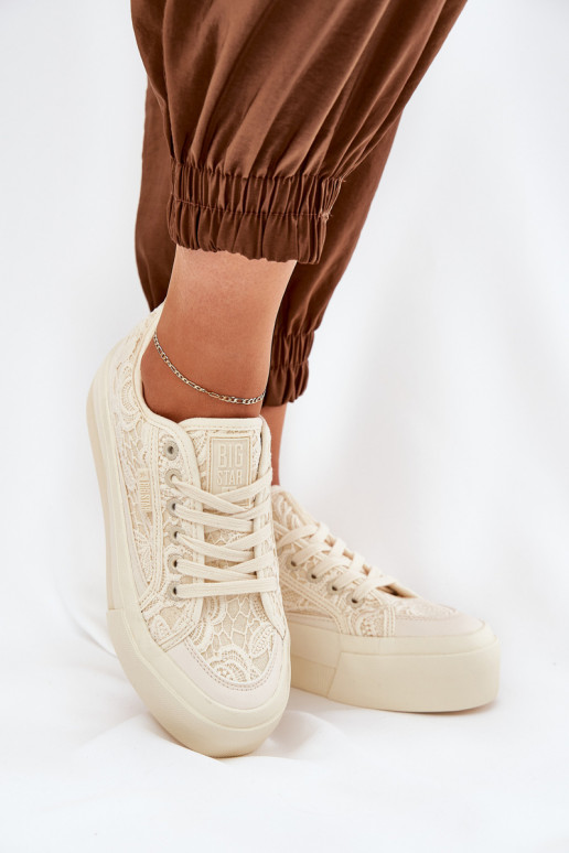 s čipkovými motívmi Bežná obuv Big Star RR274746 béžová s čipkovými motívmi Bežná obuv Big Star RR274746 béžová