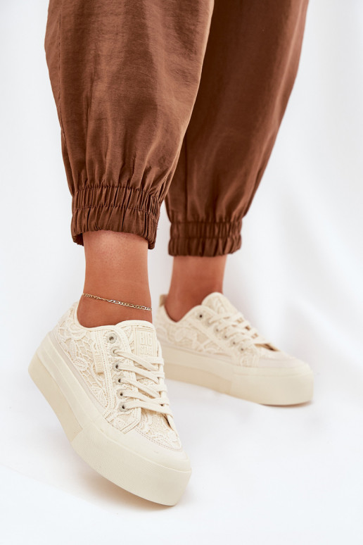 s čipkovými motívmi Bežná obuv Big Star RR274746 béžová s čipkovými motívmi Bežná obuv Big Star RR274746 béžová