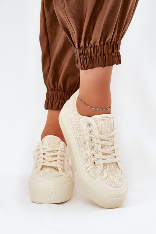 s čipkovými motívmi Bežná obuv Big Star RR274746 béžová s čipkovými motívmi Bežná obuv Big Star RR274746 béžová