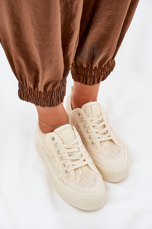 s čipkovými motívmi Bežná obuv Big Star RR274746 béžová s čipkovými motívmi Bežná obuv Big Star RR274746 béžová