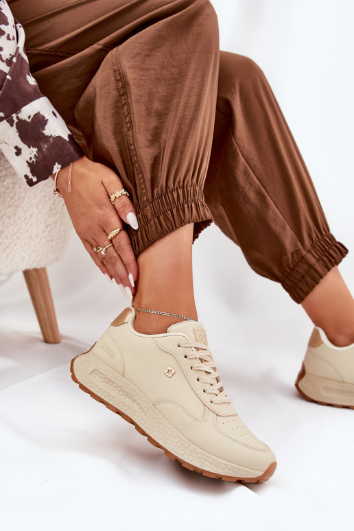 Jednoduché tenisky Dámske Big Star RR274630 HI-POLY SYSTEM béžová