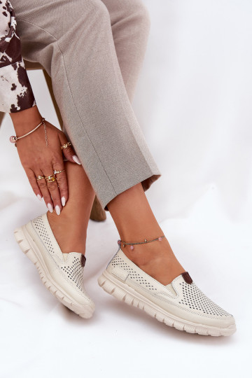 Prelamované balerínky Vyrobené z prírodnej kože Vinceza 95336 béžová