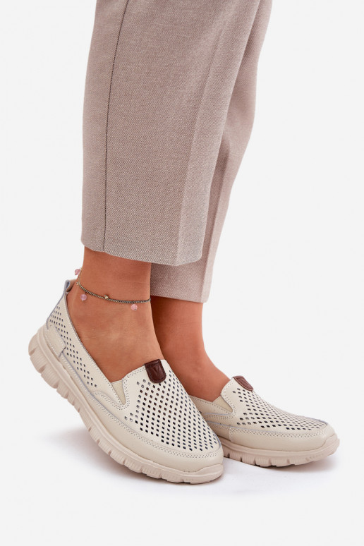 Prelamované balerínky Vyrobené z prírodnej kože Vinceza 95336 béžová