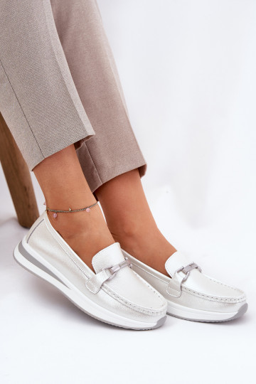 Kožené dámske mokasíny S.Barski GR51-598 matka perly