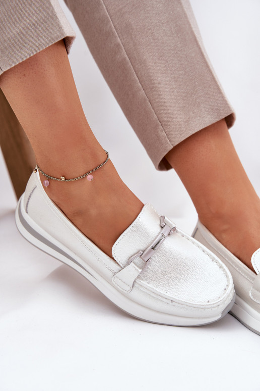 Kožené dámske mokasíny S.Barski GR51-598 matka perly