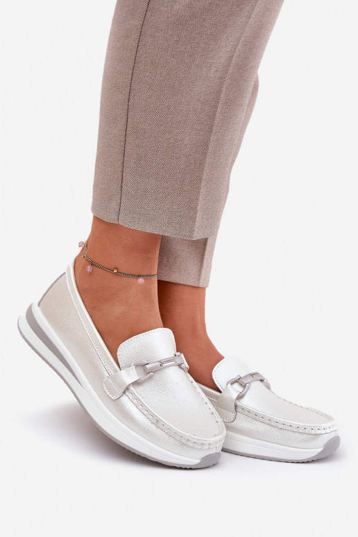 Kožené dámske mokasíny S.Barski GR51-598 matka perly