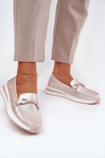 Kožené dámske mokasíny S.Barski GR51-598 Perleťovo ružová