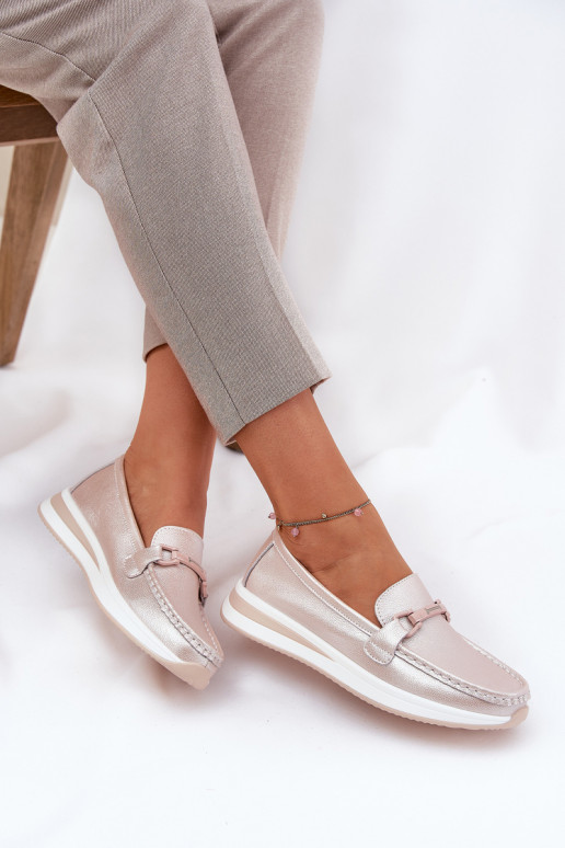 Kožené dámske mokasíny S.Barski GR51-598 Perleťovo ružová