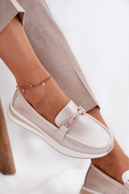 Kožené dámske mokasíny S.Barski GR51-598 Perleťovo ružová