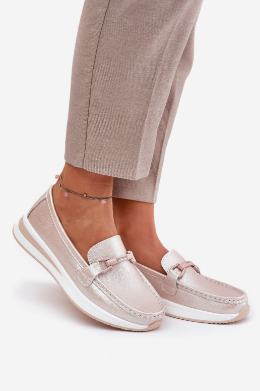 Kožené dámske mokasíny S.Barski GR51-598 Perleťovo ružová