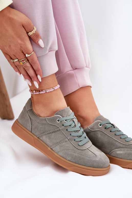 zo semišu Nízka Tenisky model obuvi Dámske zelená farba Paliana zo semišu Nízka Tenisky model obuvi Dámske zelená farba Paliana