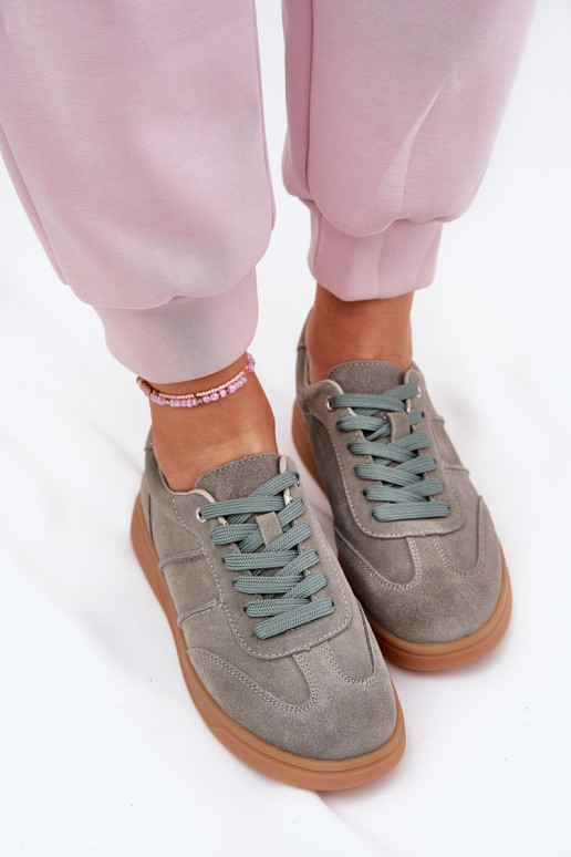 zo semišu Nízka Tenisky model obuvi Dámske zelená farba Paliana zo semišu Nízka Tenisky model obuvi Dámske zelená farba Paliana