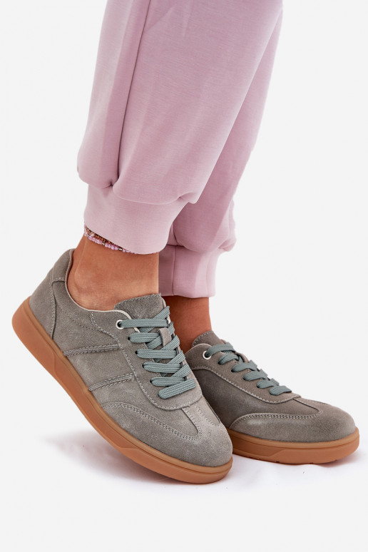 zo semišu Nízka Tenisky model obuvi Dámske zelená farba Paliana zo semišu Nízka Tenisky model obuvi Dámske zelená farba Paliana