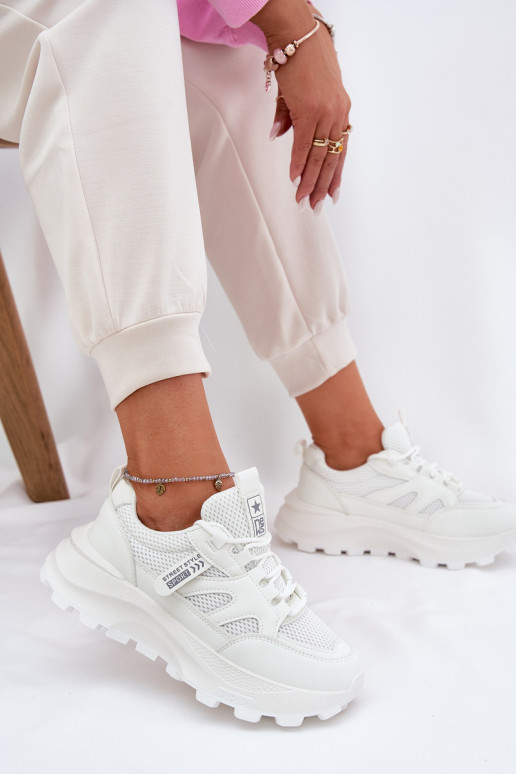 tenisky Tenisky model obuvi Dámske Zapnuté hrubej podrážke biela farba Prononice