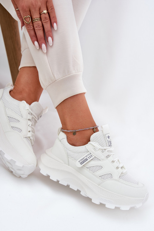 tenisky Tenisky model obuvi Dámske Zapnuté hrubej podrážke biela farba Prononice