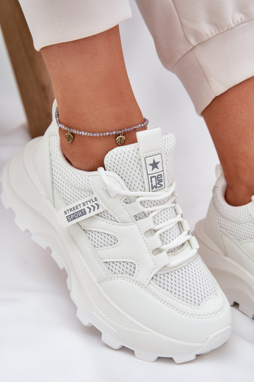 tenisky Tenisky model obuvi Dámske Zapnuté hrubej podrážke biela farba Prononice