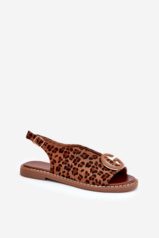 Ploché sandále s leopardím vzorom v... Ploché sandále s leopardím vzorom v...