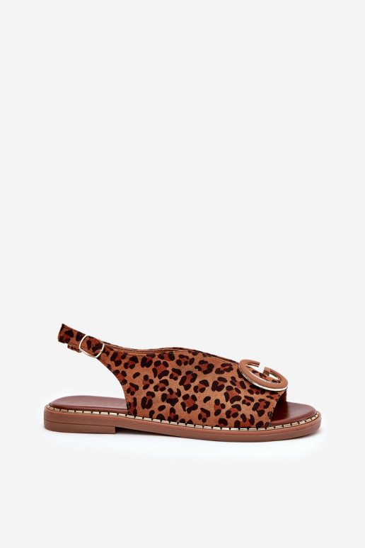 Ploché sandále s leopardím vzorom v... Ploché sandále s leopardím vzorom v...