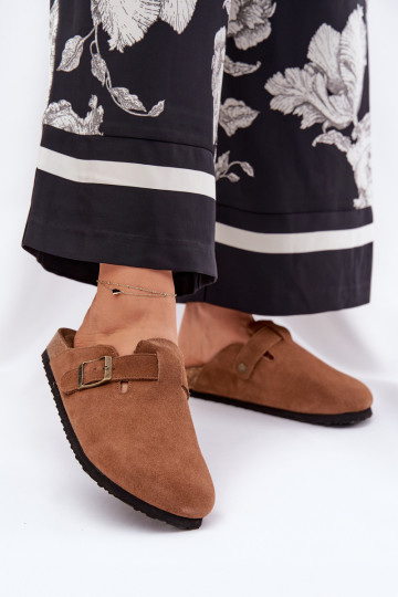 semišové papuče Dreváky Dámske s prackami Big Star RR274A387 Hnedá farba 2