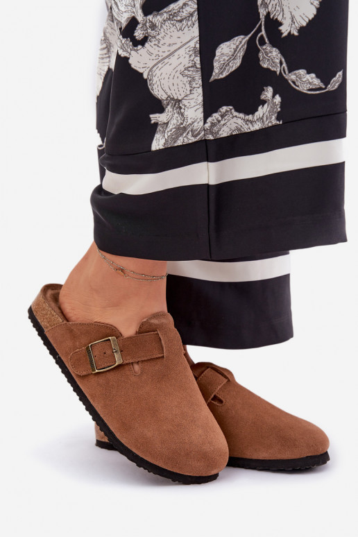 semišové papuče Dreváky Dámske s prackami Big Star RR274A387 Hnedá farba semišové papuče Dreváky Dámske s prackami Big Star RR274A387 Hnedá farba