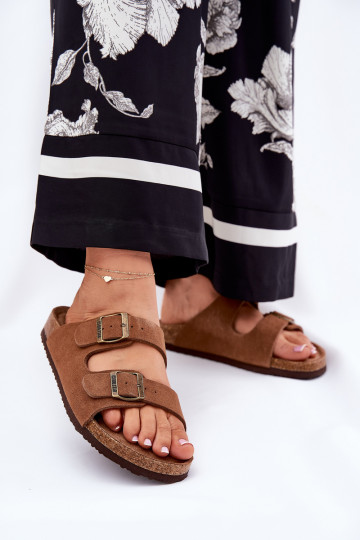 Dámske semišové papuče s prackami Big Star RR274A394 Hnedá farba