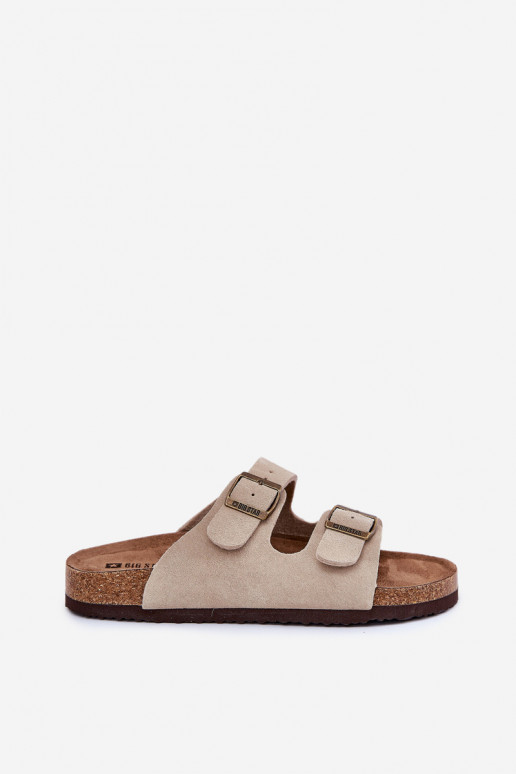 Dámske semišové papuče s prackami Big Star RR274A391 béžová