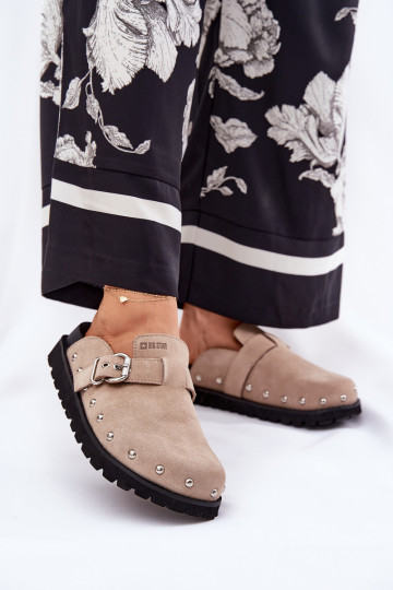 semišové papuče Dreváky Dámske s platformou Big Star RR274A376 béžová 2