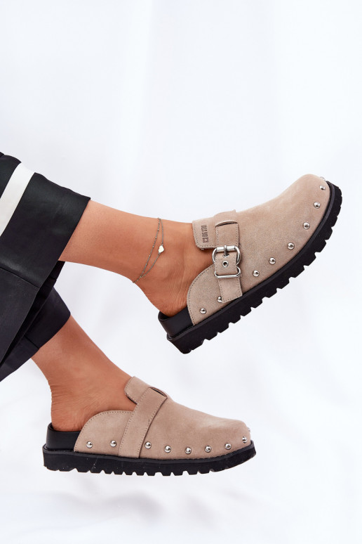 semišové papuče Dreváky Dámske s platformou Big Star RR274A376 béžová