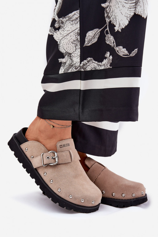 semišové papuče Dreváky Dámske s platformou Big Star RR274A376 béžová