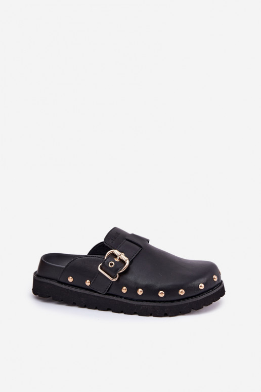 Kožené papuče Dreváky Dámske s platformou Big Star RR274A378 čierna