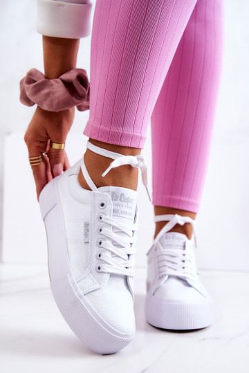 Tenisky s platformou Lee Cooper LCIN-22-31-0884L biela farba