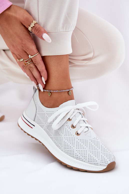 Kožené Jednoduché topánky Dámske Artiker 54C1758 biela farba