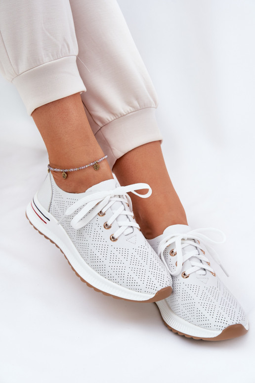 Kožené Jednoduché topánky Dámske Artiker 54C1758 biela farba