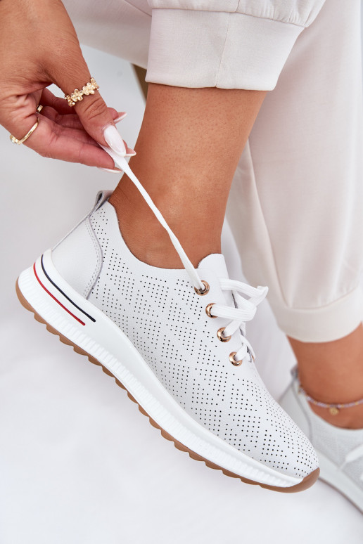 Kožené Jednoduché topánky Dámske Artiker 54C1758 biela farba