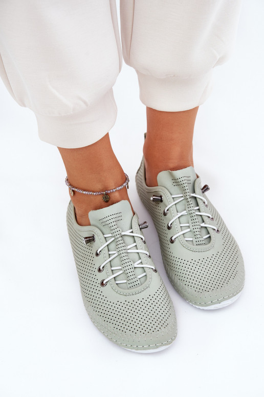 topánky Dámske Vyrobené z prírodnej kože Artiker 54C0833 svetlo zelená