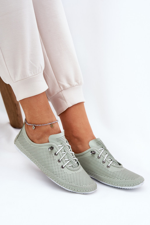 topánky Dámske Vyrobené z prírodnej kože Artiker 54C0833 svetlo zelená