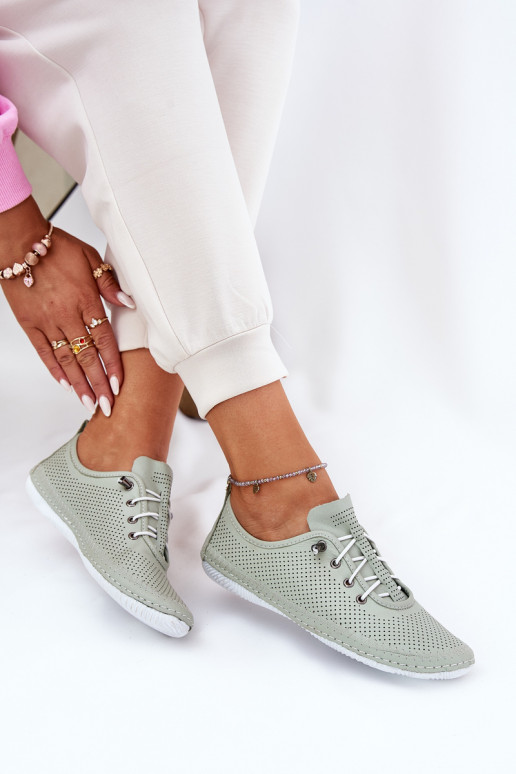 topánky Dámske Vyrobené z prírodnej kože Artiker 54C0833 svetlo zelená