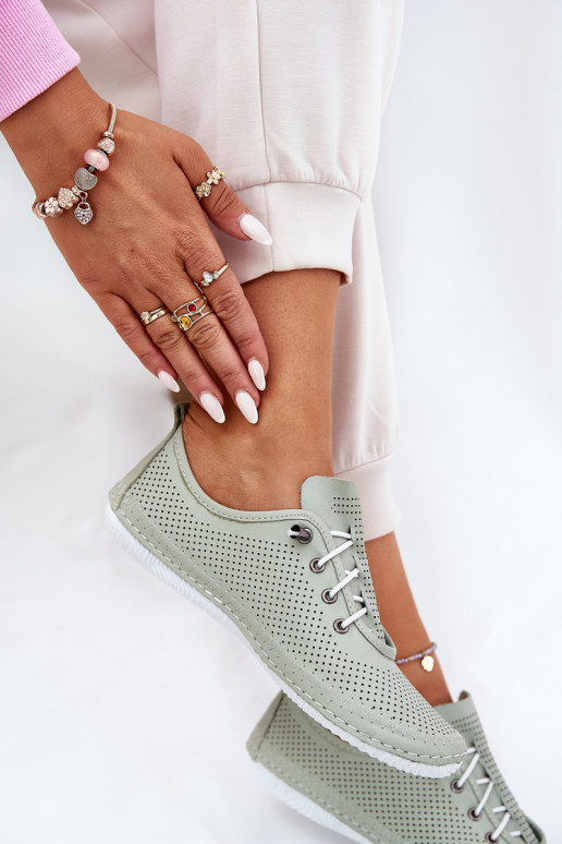 topánky Dámske Vyrobené z prírodnej kože Artiker 54C0833 svetlo zelená