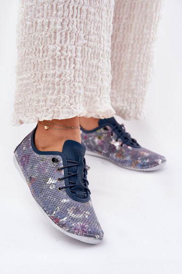 topánky Dámske Vyrobené z prírodnej kože Vzorované Artiker 56C2691 Modrá