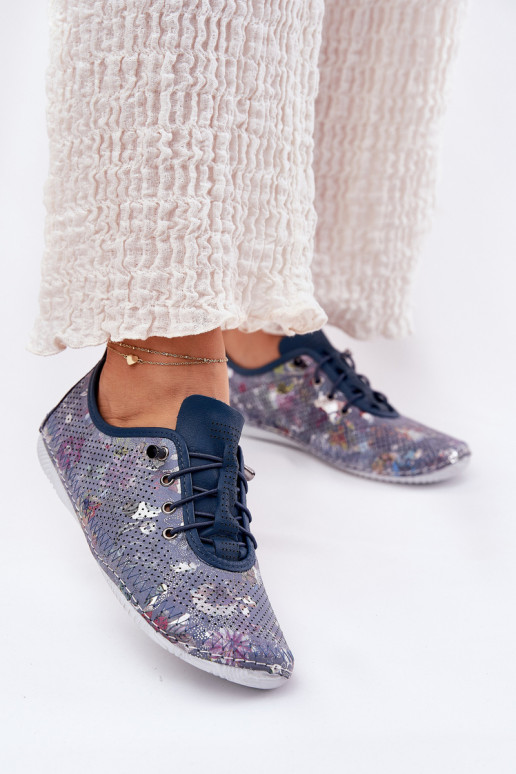 topánky Dámske Vyrobené z prírodnej kože Vzorované Artiker 56C2691 Modrá