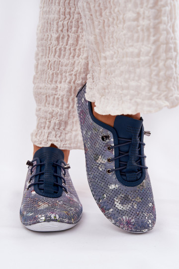 topánky Dámske Vyrobené z prírodnej kože Vzorované Artiker 56C2691 Modrá 2