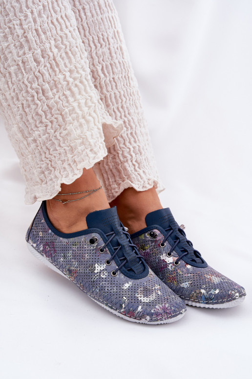 topánky Dámske Vyrobené z prírodnej kože Vzorované Artiker 56C2691 Modrá