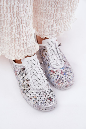 topánky Dámske Vyrobené z prírodnej kože Vzorované Artiker 56C2688 biela farba