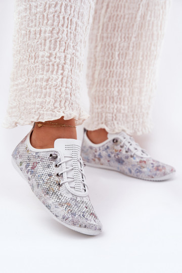 topánky Dámske Vyrobené z prírodnej kože Vzorované Artiker 56C2688 biela farba 2